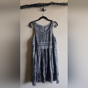 Black Swan Size Small - Gray Boho Crochet Sleeveless Mini Dress - Cottagecore
